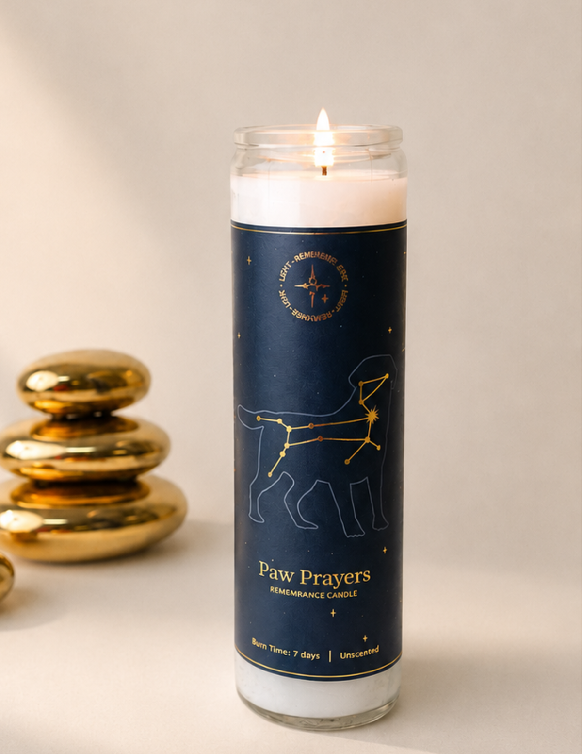 Canis Major Constellation artwork on Paw Prayers dog sympathy gift candle.
